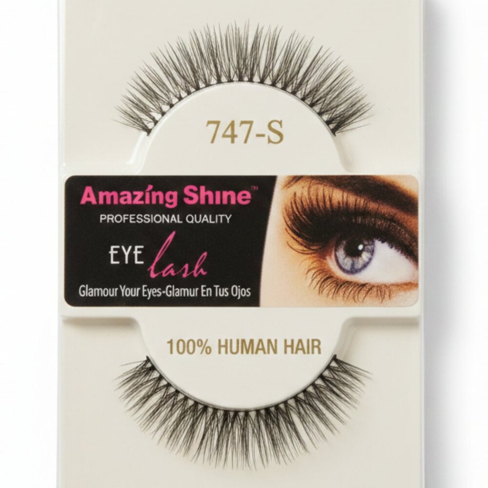 5 Pack Amazing Shine 747‑S Human Hair Lashes • Natural Glamour False Eyelashes